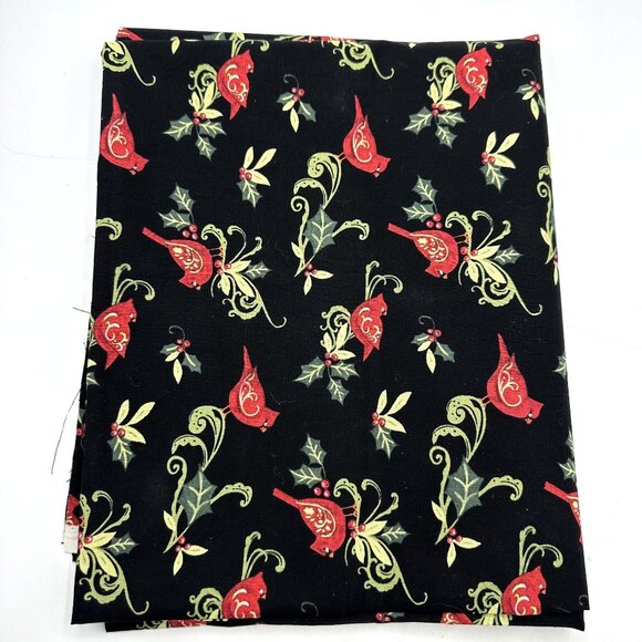 Cardinal Swirl with Holly Susan Winget Christmas Fabric Cotton One Yard CP64461 - Picture 3 of 5